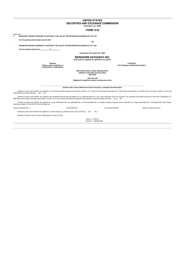 Thumbnail Berkshire Hathaway  10-Q Quarterly Report FY2010 
