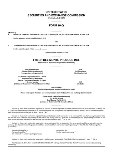 Vorschaubild Fresh Del Monte Produce
 10-Q Quartalsbericht 2010 