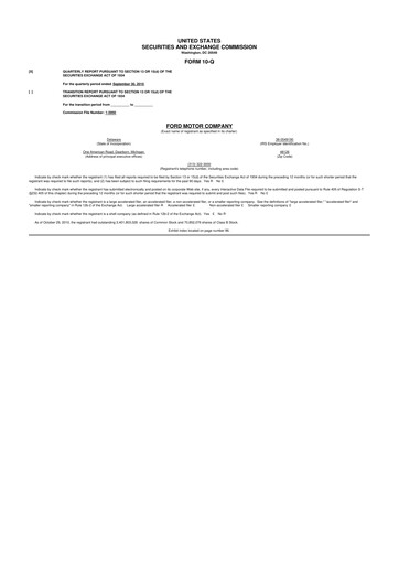 Thumbnail Ford 10-Q Quarterly Report FY2010 