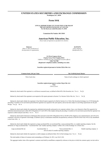 Vorschaubild American Public Education 10-K Jahresbericht 2010