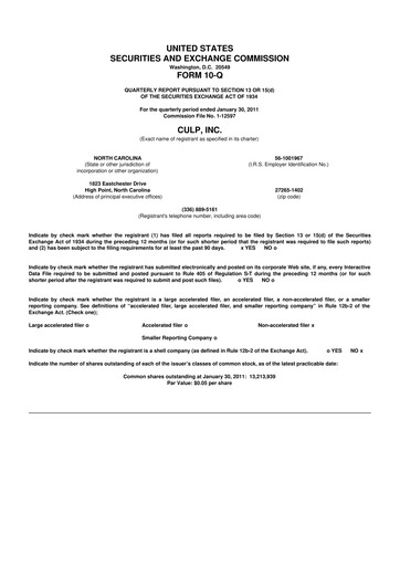 Thumbnail Culp, Inc. 10-Q Quarterly Report FY 