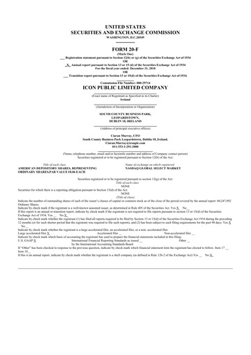 Miniature ICON plc 20-F Rapport annuel 2010