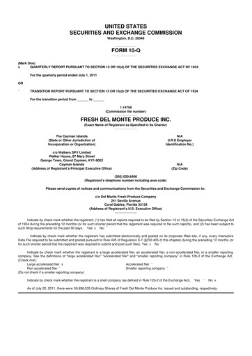 Vorschaubild Fresh Del Monte Produce
 10-Q Quartalsbericht 2011 