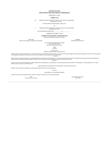 Vorschaubild Chimera Investment Corporation 10-Q Quartalsbericht 2011 