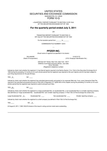 Thumbnail Pfizer 10-Q Quarterly Report FY2011 