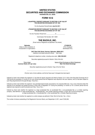 Thumbnail Buckle
 10-Q Quarterly Report FY2011 