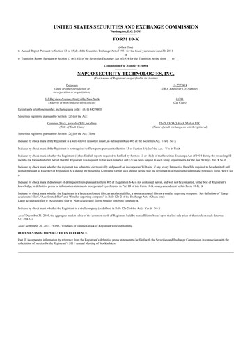 Thumbnail NAPCO Security Technologies 10-K Annual Report 