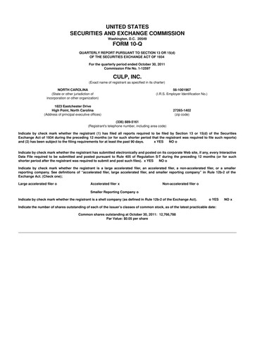Thumbnail Culp, Inc. 10-Q Quarterly Report FY2012 