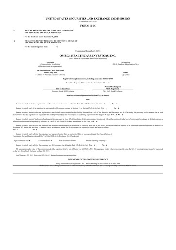 Thumbnail Omega Healthcare Investors 10-K Annual Report 2011