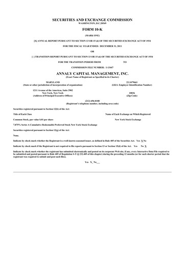 Thumbnail Annaly Capital Management
 10-K Annual Report 2011