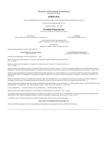 Thumbnail Western New England Bancorp 10-K Annual Report 2011