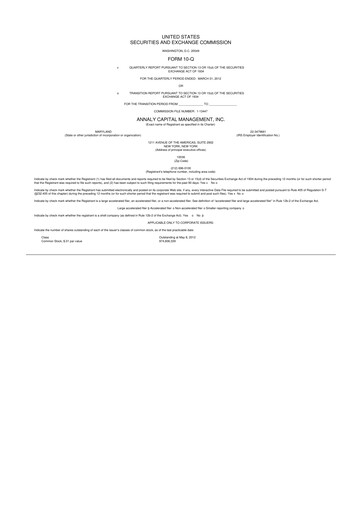Thumbnail Annaly Capital Management
 10-Q Quarterly Report FY2012 