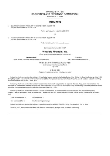 Thumbnail Western New England Bancorp 10-Q Quarterly Report FY2012 
