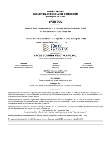 Thumbnail Cross Country Healthcare 10-Q Quarterly Report FY2012 