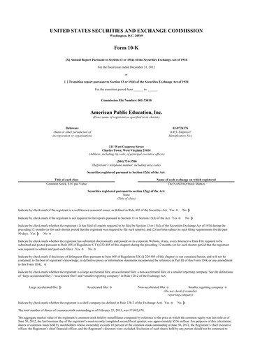 Vorschaubild American Public Education 10-K Jahresbericht 2012