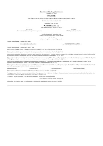 Thumbnail Western New England Bancorp 10-K Annual Report 2012