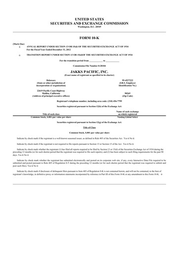 Thumbnail Jakks Pacific
 10-K Annual Report 2012