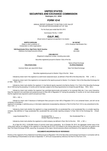 Thumbnail Culp, Inc. 10-K Annual Report 2013