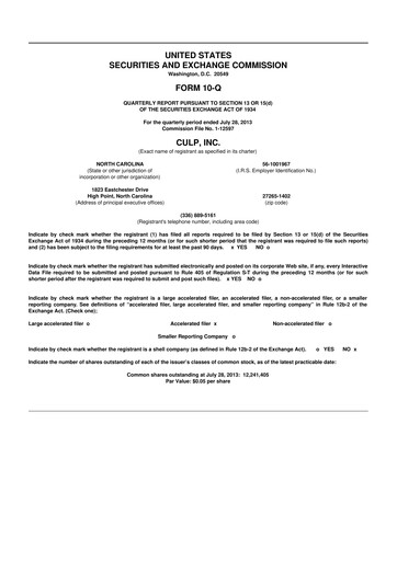 Thumbnail Culp, Inc. 10-Q Quarterly Report FY2014 