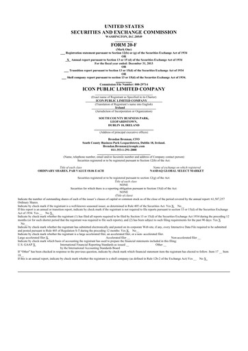 Miniature ICON plc 20-F Rapport annuel 2013