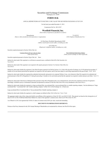 Thumbnail Western New England Bancorp 10-K Annual Report 2013