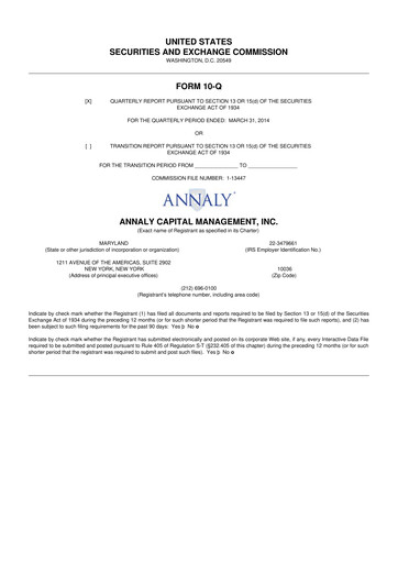 Thumbnail Annaly Capital Management
 10-Q Quarterly Report FY2014 