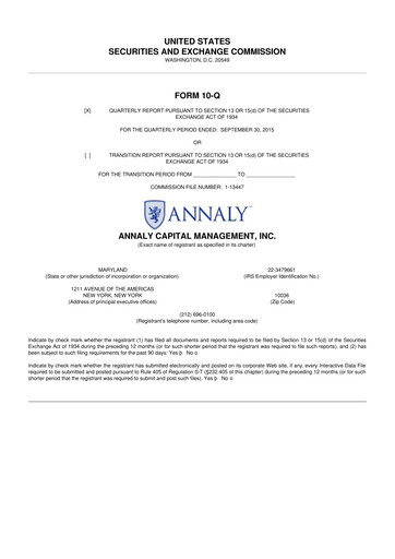 Thumbnail Annaly Capital Management
 10-Q Quarterly Report FY2015 