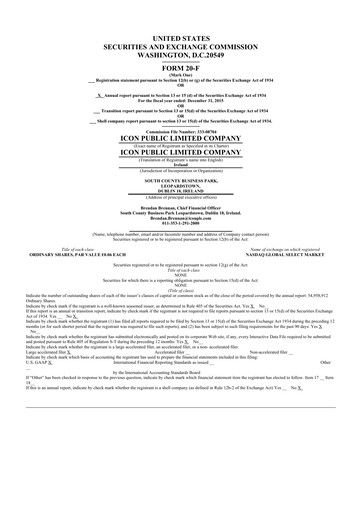 Miniature ICON plc 20-F Rapport annuel 2015