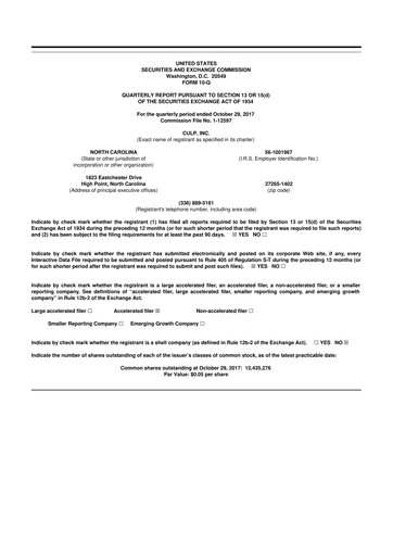 Thumbnail Culp, Inc. 10-Q Quarterly Report FY2018 