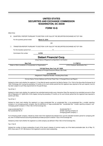 Vorschaubild Siebert Financial 10-Q Quartalsbericht 2019 