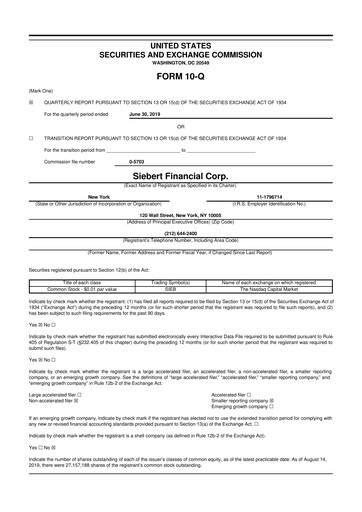 Vorschaubild Siebert Financial 10-Q Quartalsbericht 2019 