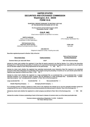 Thumbnail Culp, Inc. 10-Q Quarterly Report FY2020 