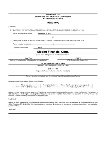 Vorschaubild Siebert Financial 10-Q Quartalsbericht 2020 