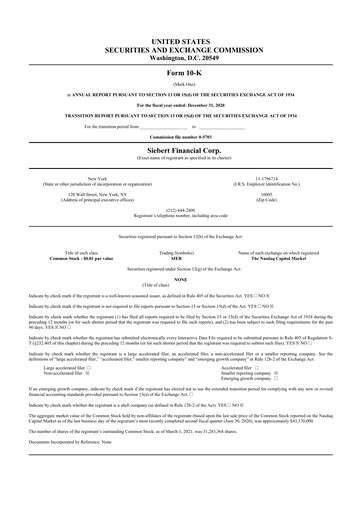 Thumbnail Siebert Financial 10-K Annual Report 2020