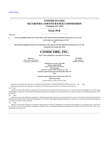 Thumbnail Comscore
 10-K Annual Report 2017