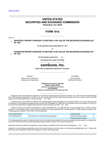 Thumbnail Comscore
 10-Q Quarterly Report FY2017 
