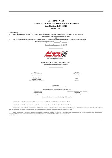 Thumbnail Advance Auto Parts
 10-K Annual Report 