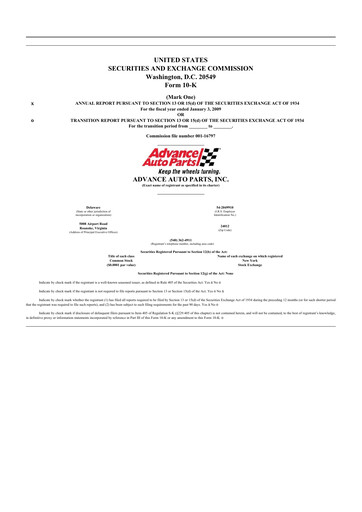 Thumbnail Advance Auto Parts
 10-K Annual Report 