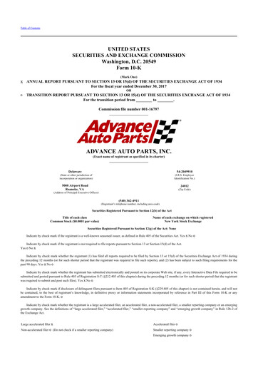 Thumbnail Advance Auto Parts
 10-K Annual Report 2017