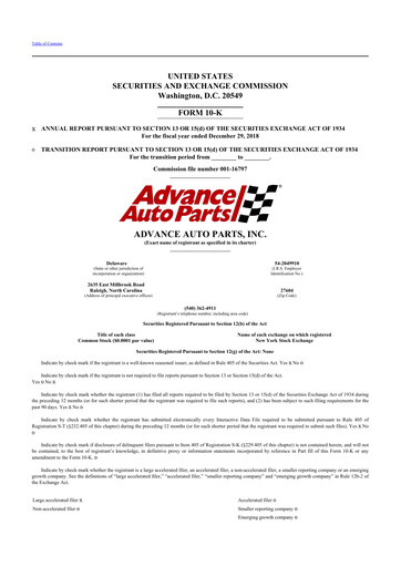 Thumbnail Advance Auto Parts
 10-K Annual Report 2018