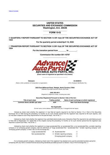 Thumbnail Advance Auto Parts
 10-Q Quarterly Report FY2020 