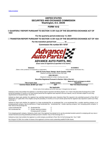 Thumbnail Advance Auto Parts
 10-Q Quarterly Report FY2024 