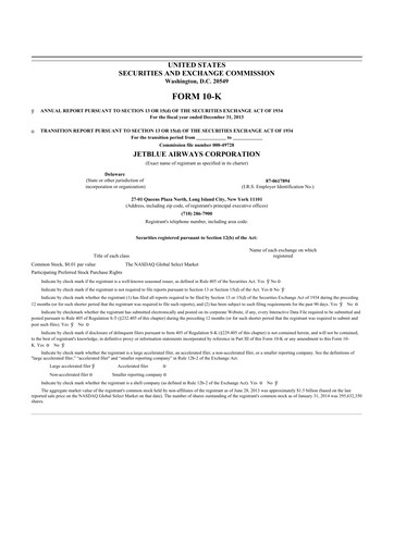 Thumbnail Jetblue Airways
 10-K Annual Report 2013