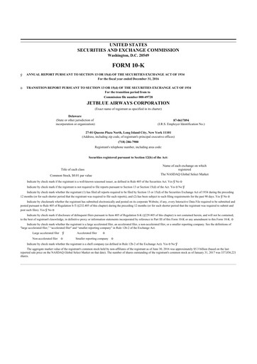 Thumbnail Jetblue Airways
 10-K Annual Report 2016