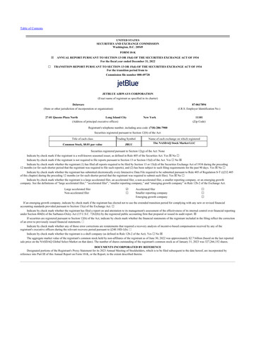 Thumbnail Jetblue Airways
 10-K Annual Report 2022