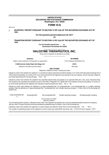 Thumbnail Halozyme Therapeutics 10-Q Quarterly Report FY2017 