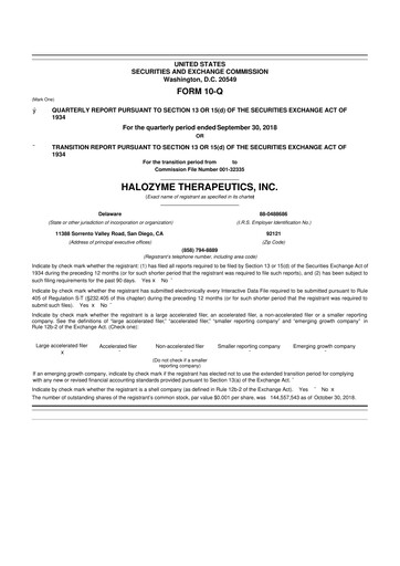 Thumbnail Halozyme Therapeutics 10-Q Quarterly Report FY2018 