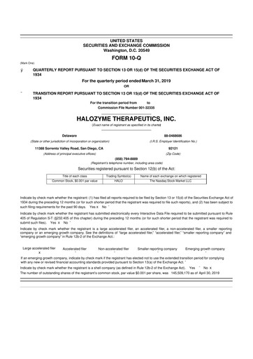 Thumbnail Halozyme Therapeutics 10-Q Quarterly Report FY2019 