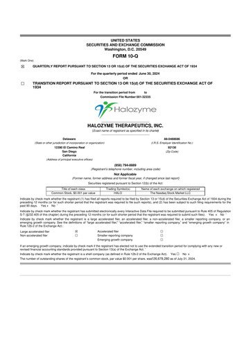 Thumbnail Halozyme Therapeutics 10-Q Quarterly Report FY2024 