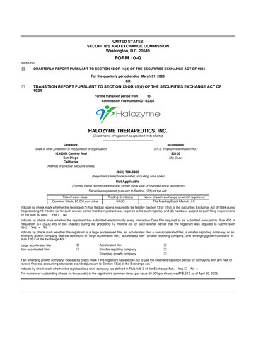 Thumbnail Halozyme Therapeutics 10-Q Quarterly Report FY 